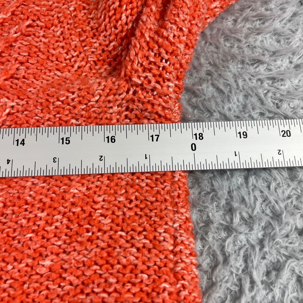 St Johns Bay Womens Orange Marled Cable Knit Sweater High Low Hem Size M - Picture 4 of 9